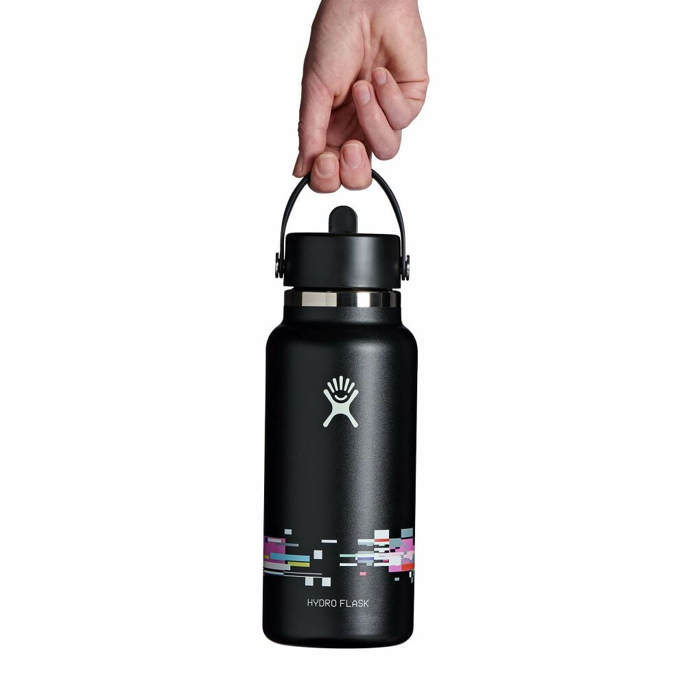 Glitch Collection - 32 oz Bottle with Flex Straw Cap - Glitch Black
